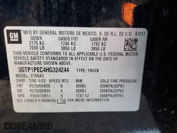 2017 GMC Sierra 1500 Denali with VIN 3GTP1PEC4HG324244, listed as a Copart auction lot 86371184 with 149,553 mi miles and Salvage title. Bid and sale history available at DreamBid. Image 12.