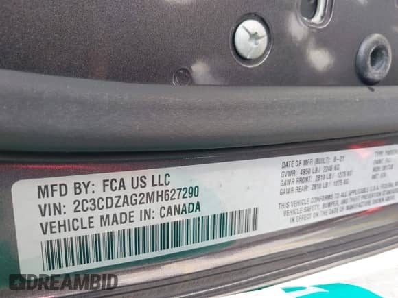 2021 Dodge Challenger SXT z VIN 2C3CDZAG2MH627290, wystawiony jako IAAI lot #42442041 z przebiegiem 72 233 mil mil oraz . Historia ofert i sprzedaży dostępna na DreamBid. Obrazek 9.