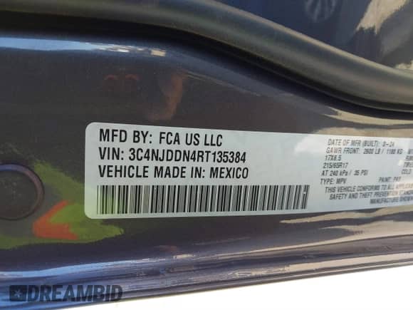 2024 Jeep Compass Trailhawk с VIN 3C4NJDDN4RT135384, выставлен на аукционе IAAI как лот 41251948 с пробегом 6 981 миль миль и . История ставок и продаж доступна на DreamBid. Изображение 9.