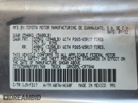 2022 Toyota Tacoma SR z VIN 3TYSZ5AN6NT091760, wystawiony jako Copart lot #63561745 z przebiegiem 61 005 mil mil oraz Szkoda całkowita • Salvage title. Historia ofert i sprzedaży dostępna na DreamBid. Obrazek 12.