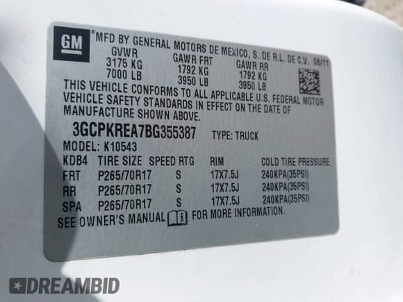 2011 Chevrolet Silverado 1500 LS z VIN 3GCPKREA7BG355387, wystawiony jako IAAI lot #41854866 z przebiegiem 169 332 mil mil oraz . Historia ofert i sprzedaży dostępna na DreamBid. Obrazek 9.