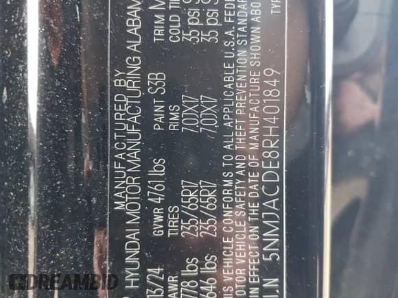 2024 Hyundai Tucson SE с VIN 5NMJACDE8RH401849, выставлен на аукционе Copart как лот 61440915 с пробегом 20 977 миль миль и Списание • Salvage title. История ставок и продаж доступна на DreamBid. Изображение 13.