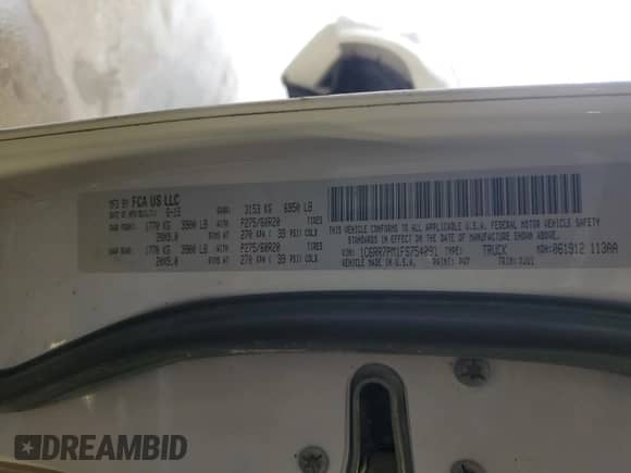 2015 Ram 1500 Laramie Longhorn с VIN 1C6RR7PM1FS754091, выставлен на аукционе Copart как лот 45703005 с пробегом 127 376 миль миль и Списание • Salvage title. История ставок и продаж доступна на DreamBid. Изображение 12.