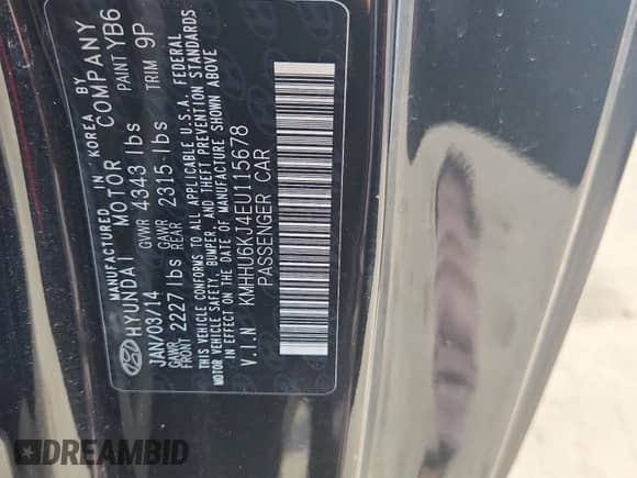 2014 Hyundai Genesis Coupe Ultimate с VIN KMHHU6KJ4EU115678, выставлен на аукционе Copart как лот 71717355 с пробегом 21 433 миль миль и Списание • Salvage title. История ставок и продаж доступна на DreamBid. Изображение 12.