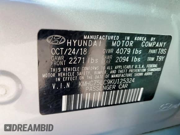 2019 Hyundai Ioniq SEL с VIN KMHC75LC9KU125324, выставлен на аукционе Copart как лот 71323575 с пробегом Не указан миль и Списание • Salvage title. История ставок и продаж доступна на DreamBid. Изображение 12.