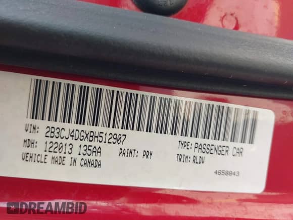 2011 Dodge Challenger с VIN 2B3CJ4DGXBH512907, выставлен на аукционе IAAI как лот 42989425 с пробегом 224 402 миль миль и . История ставок и продаж доступна на DreamBid. Изображение 9.