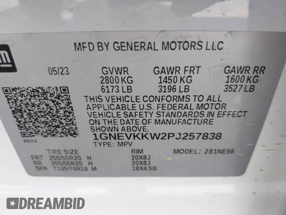 2023 Chevrolet Traverse Premier с VIN 1GNEVKKW2PJ257838, выставлен на аукционе IAAI как лот 42134939 с пробегом 30 910 миль миль и . История ставок и продаж доступна на DreamBid. Изображение 9.