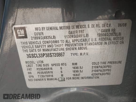 2008 Saturn VUE XE с VIN 3GSCL33P38S720867, выставлен на аукционе IAAI как лот 42604532 с пробегом 110 598 миль миль и . История ставок и продаж доступна на DreamBid. Изображение 9.