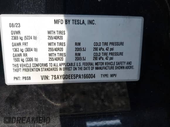 2023 Tesla Model Y Long Range с VIN 7SAYGDEE5PA166004, выставлен на аукционе IAAI как лот 42870171 с пробегом 53 515 миль миль и . История ставок и продаж доступна на DreamBid. Изображение 9.