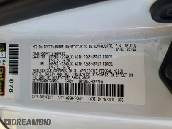 2022 Toyota Tacoma SR z VIN 3TYSZ5AN0NT080091, wystawiony jako Copart lot #70502085 z przebiegiem 72 221 mil mil oraz Szkoda całkowita • Salvage title. Historia ofert i sprzedaży dostępna na DreamBid. Obrazek 13.