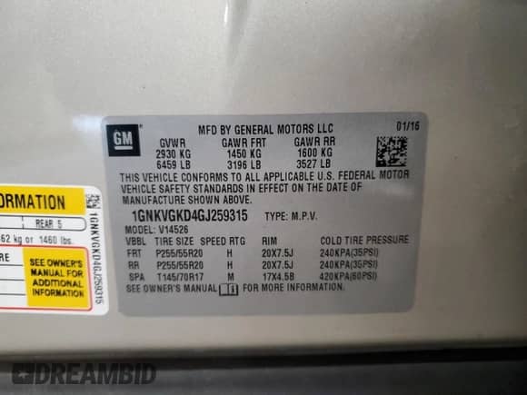 2016 Chevrolet Traverse LT z VIN 1GNKVGKD4GJ259315, wystawiony jako Copart lot #71059355 z przebiegiem 96 421 mil mil oraz Szkoda całkowita • Salvage title. Historia ofert i sprzedaży dostępna na DreamBid. Obrazek 14.