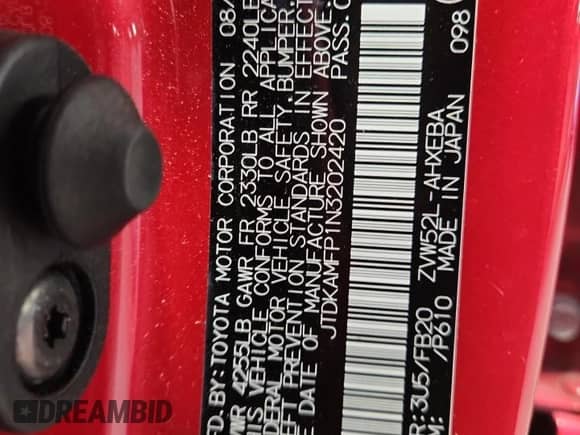 2022 Toyota Prius Limited with VIN JTDKAMFP1N3202420, listed as a Copart auction lot 70060105 with 15,912 mi miles and Salvage title. Bid and sale history available at DreamBid. Image 12.