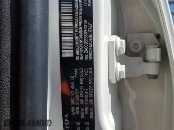 2018 Jeep Renegade Latitude with VIN ZACCJBBB6JPH73104, listed as a Copart auction lot 52328335 with 93,733 mi miles and Salvage title. Bid and sale history available at DreamBid. Image 16.