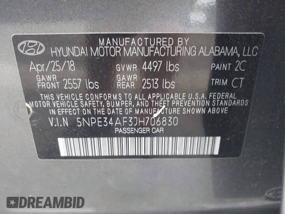 2018 Hyundai Sonata Limited с VIN 5NPE34AF3JH706830, выставлен на аукционе IAAI как лот 42482239 с пробегом 99 805 миль миль и . История ставок и продаж доступна на DreamBid. Изображение 9.