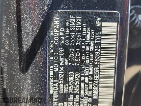 2024 Hyundai Palisade Calligraphy with VIN KM8R74GE5RU683925, listed as a Copart auction lot 64250465 with 26,512 mi miles and Salvage title. Bid and sale history available at DreamBid. Image 13.