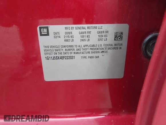 2014 Chevrolet Malibu LTZ с VIN 1G11J5SX4EF222031, выставлен на аукционе IAAI как лот 42619212 с пробегом 164 088 миль миль и . История ставок и продаж доступна на DreamBid. Изображение 9.