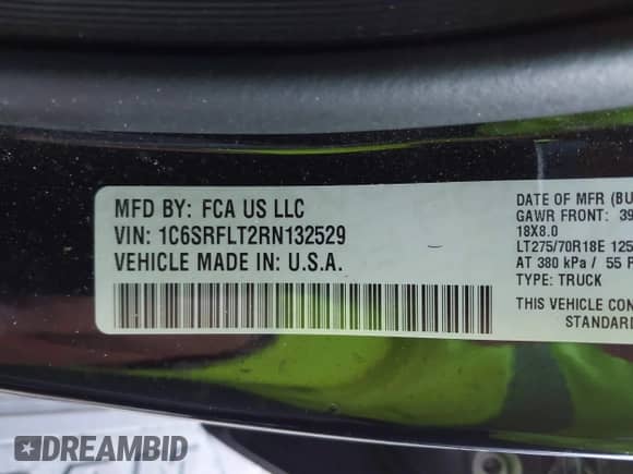 2024 Ram 1500 Rebel z VIN 1C6SRFLT2RN132529, wystawiony jako IAAI lot #40836112 z przebiegiem 69 255 mil mil oraz . Historia ofert i sprzedaży dostępna na DreamBid. Obrazek 9.