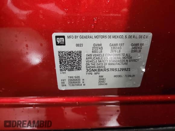 2024 Chevrolet Blazer RS with VIN 3GNKBKRS7RS129921, listed as a Copart auction lot 67390955 with 14,129 mi miles and Salvage title. Bid and sale history available at DreamBid. Image 14.