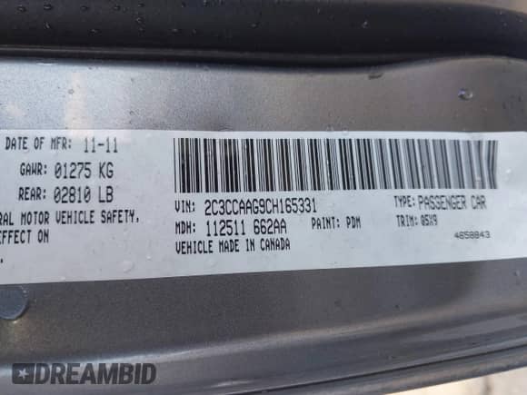 2012 Chrysler 300 с VIN 2C3CCAAG9CH165331, выставлен на аукционе IAAI как лот 43362898 с пробегом 158 904 миль миль и . История ставок и продаж доступна на DreamBid. Изображение 9.