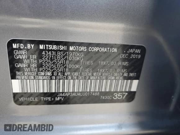 2020 Mitsubishi Outlander ES с VIN JA4AP3AU4LU017488, выставлен на аукционе Copart как лот 86712935 с пробегом 72 537 миль миль и На запчасти • Non repairable. История ставок и продаж доступна на DreamBid. Изображение 13.