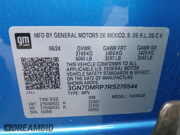 2024 Chevrolet Equinox EV LT с VIN 3GN7DMRP7RS270544, выставлен на аукционе IAAI как лот 43333792 с пробегом 7 695 миль миль и . История ставок и продаж доступна на DreamBid. Изображение 9.