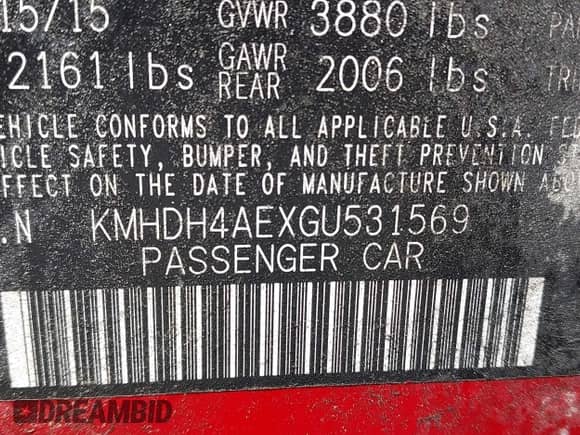 2016 Hyundai Elantra Value Edition z VIN KMHDH4AEXGU531569, wystawiony jako IAAI lot #42323564 z przebiegiem 199 216 mil mil oraz . Historia ofert i sprzedaży dostępna na DreamBid. Obrazek 9.