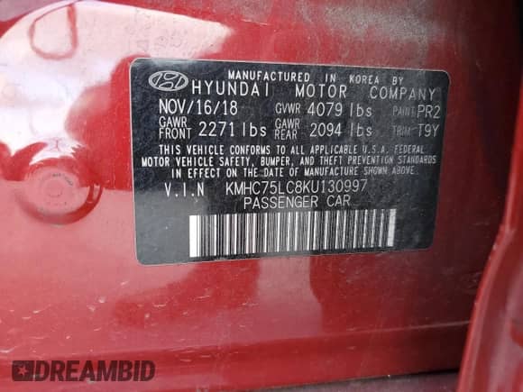 2019 Hyundai Ioniq SEL z VIN KMHC75LC8KU130997, wystawiony jako Copart lot #48557114 z przebiegiem 87 236 mil mil oraz . Historia ofert i sprzedaży dostępna na DreamBid. Obrazek 12.