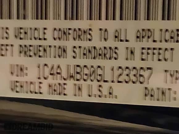 2016 Jeep Wrangler Sahara with VIN 1C4AJWBG0GL123367, listed as a IAAI auction lot 41406370 with 105,110 mi miles and . Bid and sale history available at DreamBid. Image 9.