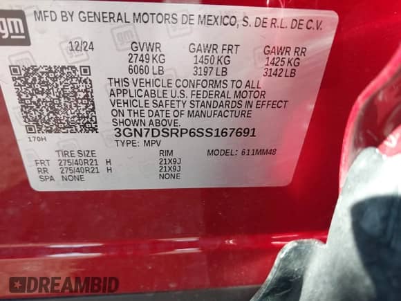 2025 Chevrolet Equinox EV RS с VIN 3GN7DSRP6SS167691, выставлен на аукционе IAAI как лот 42827300 с пробегом 2 900 миль миль и . История ставок и продаж доступна на DreamBid. Изображение 9.