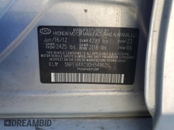 2013 Hyundai Sonata GLS z VIN 5NPEB4AC9DH549625, wystawiony jako Copart lot #85685555 z przebiegiem 171 437 mil mil oraz Szkoda całkowita • Salvage title. Historia ofert i sprzedaży dostępna na DreamBid. Obrazek 12.