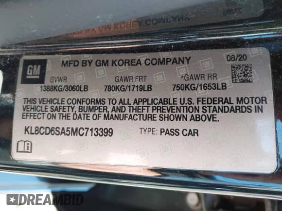 2021 Chevrolet Spark 1LT с VIN KL8CD6SA5MC713399, выставлен на аукционе IAAI как лот 43174602 с пробегом 38 358 миль миль и . История ставок и продаж доступна на DreamBid. Изображение 9.