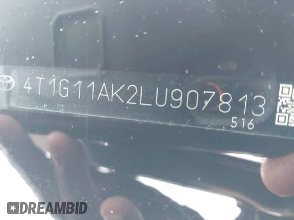 2020 Toyota Camry SE with VIN 4T1G11AK2LU907813, listed as a IAAI auction lot 42652252 with 90,675 mi miles and . Bid and sale history available at DreamBid. Image 9.