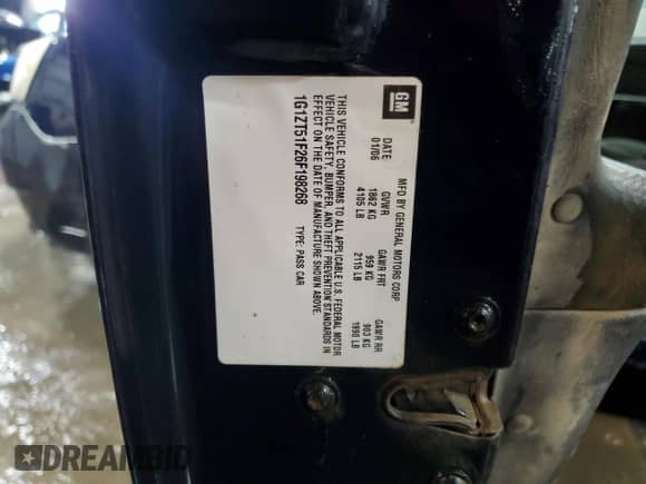 2006 Chevrolet Malibu 1LT с VIN 1G1ZT51F26F198268, выставлен на аукционе Copart как лот 47412485 с пробегом 154 014 миль миль и Списание • Salvage title. История ставок и продаж доступна на DreamBid. Изображение 12.