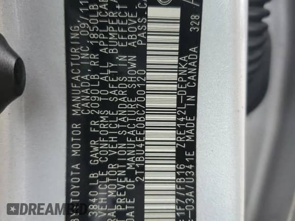 2011 Toyota Corolla S с VIN 2T1BU4EE0BC700120, выставлен на аукционе Copart как лот 84725975 с пробегом 134 559 миль миль и Списание • Salvage title. История ставок и продаж доступна на DreamBid. Изображение 12.