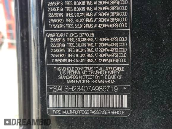 2007 Land Rover Range Rover Sport SC с VIN SALSH23407A986719, выставлен на аукционе Copart как лот 51454955 с пробегом 171 577 миль миль и Списание • Salvage title. История ставок и продаж доступна на DreamBid. Изображение 15.