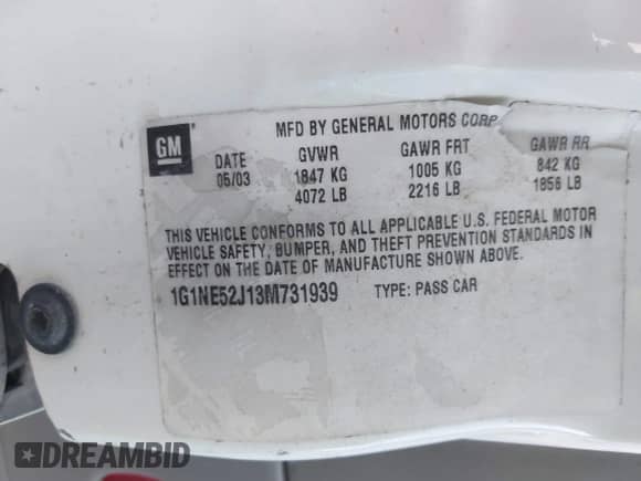 2003 Chevrolet Malibu LS с VIN 1G1NE52J13M731939, выставлен на аукционе IAAI как лот 43524182 с пробегом 214 922 миль миль и . История ставок и продаж доступна на DreamBid. Изображение 9.