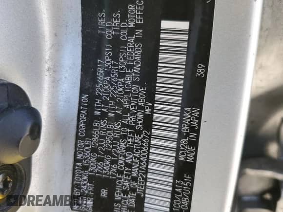 2004 Toyota Highlander Limited с VIN JTEEP21A640066672, выставлен на аукционе Copart как лот 86102005 с пробегом 194 144 миль миль и Чистый • Clean title. История ставок и продаж доступна на DreamBid. Изображение 13.