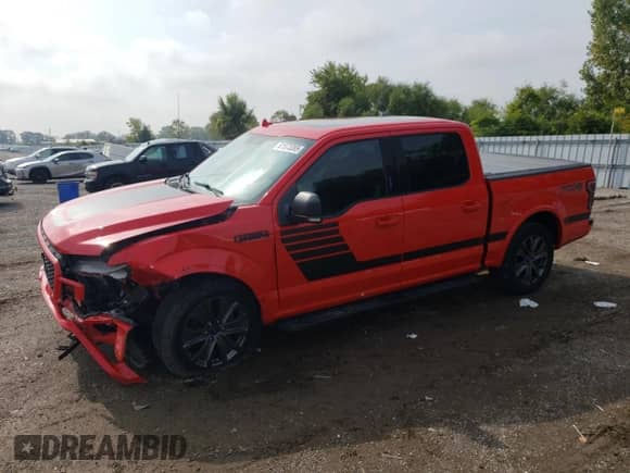 2018 Ford F-150 XL with VIN 1FTEW1E5XJFC84430, listed as a Copart auction lot 81573385 with 75,028 mi miles and Salvage title. Bid and sale history available at DreamBid. Image 1.