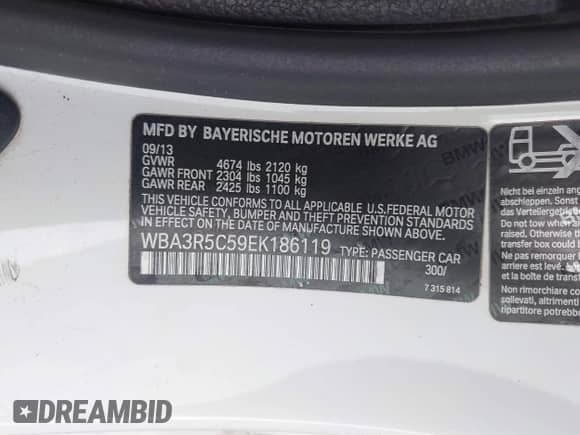 2014 BMW 4 Series 435i xDrive z VIN WBA3R5C59EK186119, wystawiony jako IAAI lot #41968020 z przebiegiem 97 187 mil mil oraz . Historia ofert i sprzedaży dostępna na DreamBid. Obrazek 9.