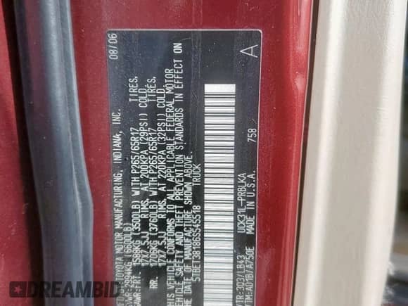 2006 Toyota Tundra Limited z VIN 5TBET38186S545518, wystawiony jako Copart lot #65006875 z przebiegiem 167 199 mil mil oraz Szkoda całkowita • Salvage title. Historia ofert i sprzedaży dostępna na DreamBid. Obrazek 12.
