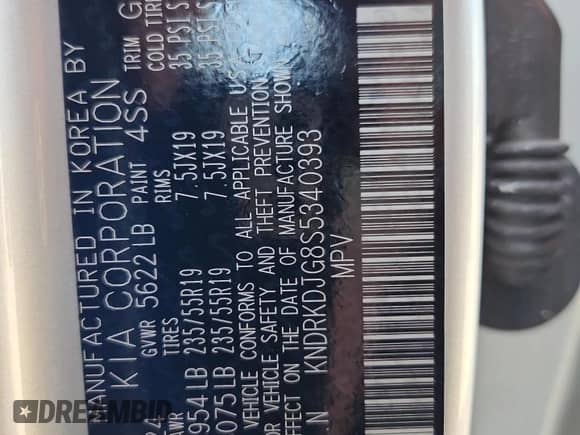 2025 Kia Sorento SX Prestige z VIN KNDRKDJG8S5340393, wystawiony jako Copart lot #63869925 z przebiegiem 5 848 mil mil oraz Szkoda całkowita • Salvage title. Historia ofert i sprzedaży dostępna na DreamBid. Obrazek 13.