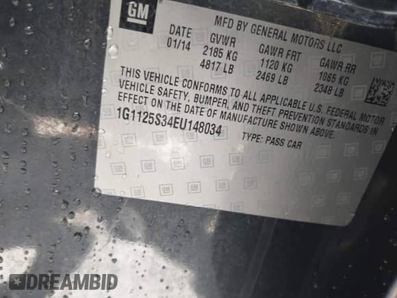2014 Chevrolet Impala LT с VIN 1G1125S34EU148034, выставлен на аукционе IAAI как лот 43197657 с пробегом 124 457 миль миль и . История ставок и продаж доступна на DreamBid. Изображение 9.
