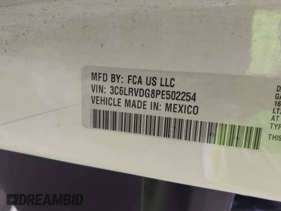 2023 Ram ProMaster Cargo z VIN 3C6LRVDG8PE502254, wystawiony jako IAAI lot #42446954 z przebiegiem 33 836 mil mil oraz . Historia ofert i sprzedaży dostępna na DreamBid. Obrazek 9.