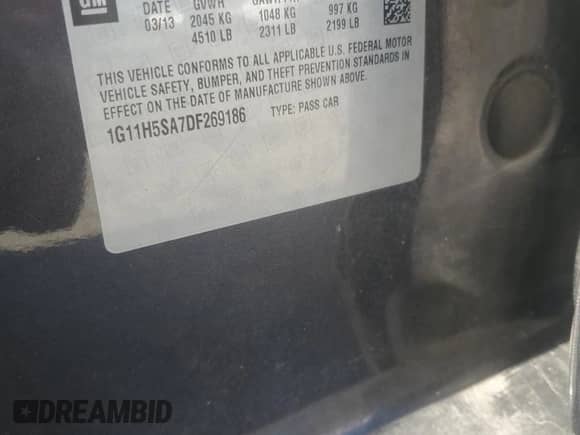 2013 Chevrolet Malibu LTZ с VIN 1G11H5SA7DF269186, выставлен на аукционе Copart как лот 84643435 с пробегом 157 541 миль миль и Списание • Salvage title. История ставок и продаж доступна на DreamBid. Изображение 12.