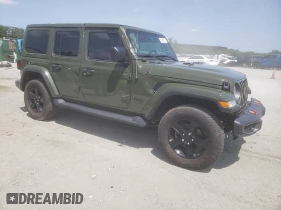 2021 Jeep Wrangler Unlimited Sahara Altitude z VIN 1C4HJXEN8MW794195, wystawiony jako Copart lot #61269515 z przebiegiem 28 118 mil mil oraz Szkoda całkowita • Salvage title. Historia ofert i sprzedaży dostępna na DreamBid. Obrazek 4.