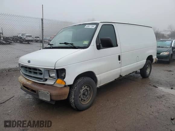 2001 Ford Econoline Cargo z VIN 1FTRE142X1HB27593, wystawiony jako Copart lot #83827154 z przebiegiem 190 761 mil mil oraz Szkoda całkowita • Salvage title. Historia ofert i sprzedaży dostępna na DreamBid. Obrazek 1.