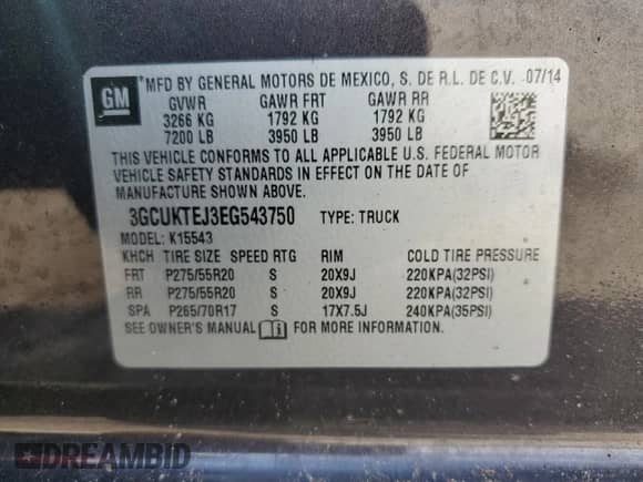 2014 Chevrolet Silverado 1500 High Country с VIN 3GCUKTEJ3EG543750, выставлен на аукционе Copart как лот 70409245 с пробегом Не указан миль и Списание • Salvage title. История ставок и продаж доступна на DreamBid. Изображение 12.