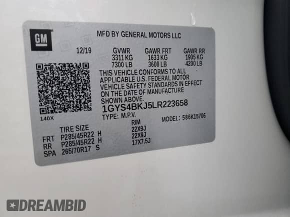 2020 Cadillac Escalade Luxury с VIN 1GYS4BKJ5LR223658, выставлен на аукционе Copart как лот 59128845 с пробегом Не указан миль и Списание • Salvage title. История ставок и продаж доступна на DreamBid. Изображение 13.