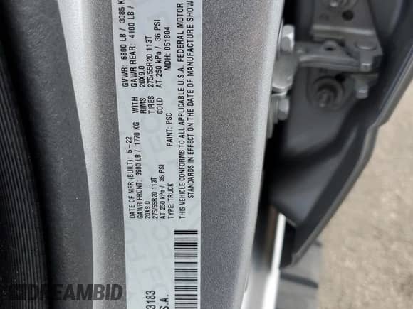 2022 Ram 1500 Big Horn z VIN 1C6RRFBG4NN333183, wystawiony jako Copart lot #80848025 z przebiegiem 34 262 mil mil oraz Szkoda całkowita • Salvage title. Historia ofert i sprzedaży dostępna na DreamBid. Obrazek 12.