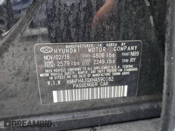 2017 Hyundai Azera Limited z VIN KMHFH4JGXHA590182, wystawiony jako Copart lot #69964975 z przebiegiem 135 911 mil mil oraz Szkoda całkowita • Salvage title. Historia ofert i sprzedaży dostępna na DreamBid. Obrazek 12.